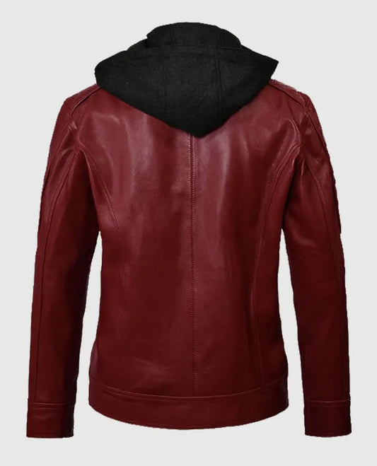 Hooded Rodeo Leather Jacket For Men