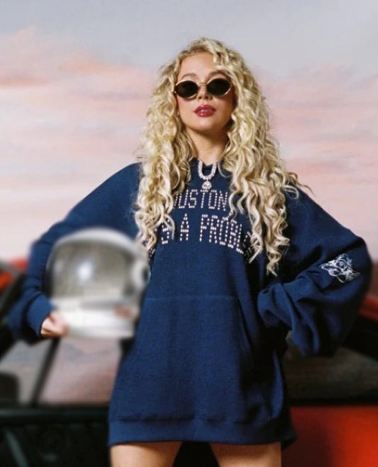 Houston, He's a Problem Racer Navy Blue Hoodie