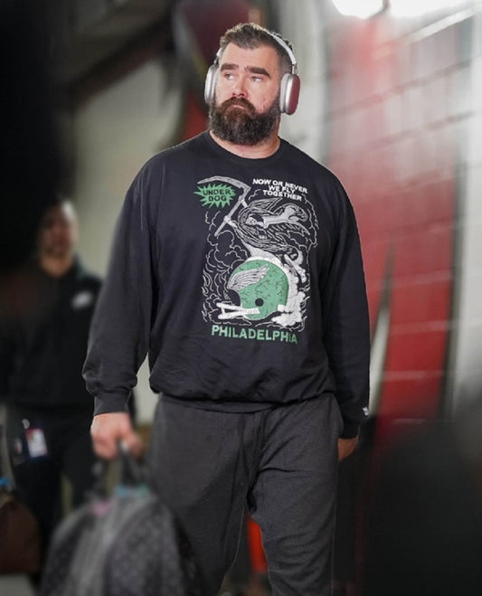 Jason Kelce Now Or Never We Fly Together Black Sweatshirt