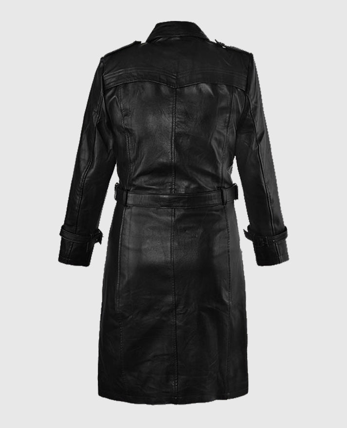 Jennifer Lopez Hustlers Leather Long  Coat