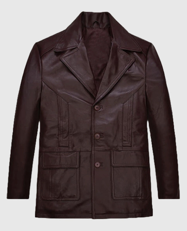 Johnny Depp Donnie Brasco Burgundy Leather Blazer