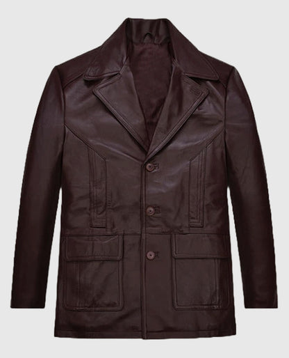 Johnny Depp Donnie Brasco Burgundy Leather Blazer