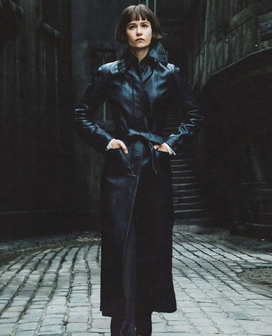 Katherine Waterston Fantastic Beasts Leather Long Coat