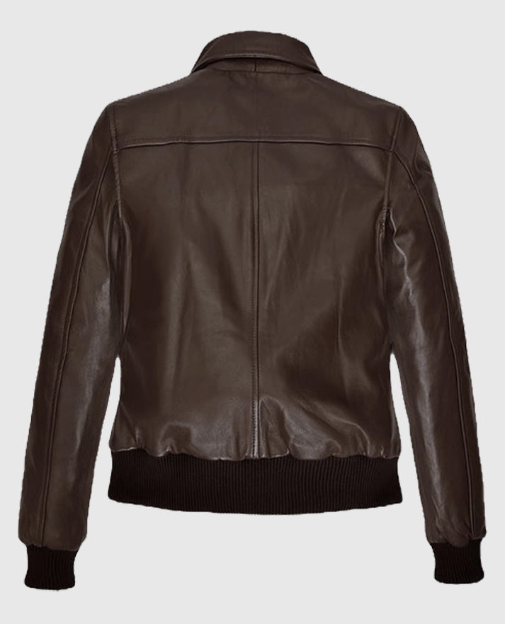 Kendall Jenner Bomber Brown Leather Jacket