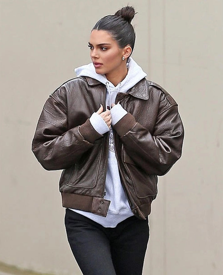 Kendall Jenner Bomber Leather Jacket