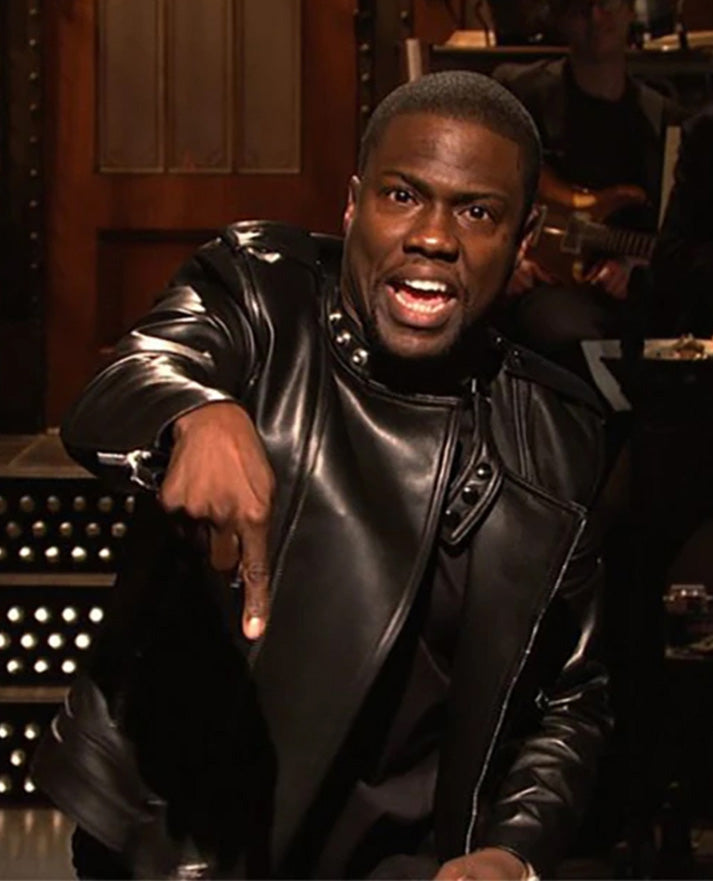 Kevin Hart Black Biker Leather Jacket