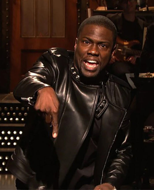 Kevin Hart Black Biker Leather Jacket
