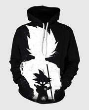 Kid Goku With Adult Goku Black Hoodie