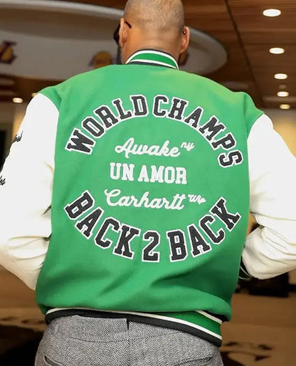 LeBron James Green & White Bomber Jacket