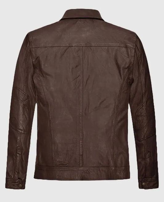 Leather Retro Style Brown Jacket For Men