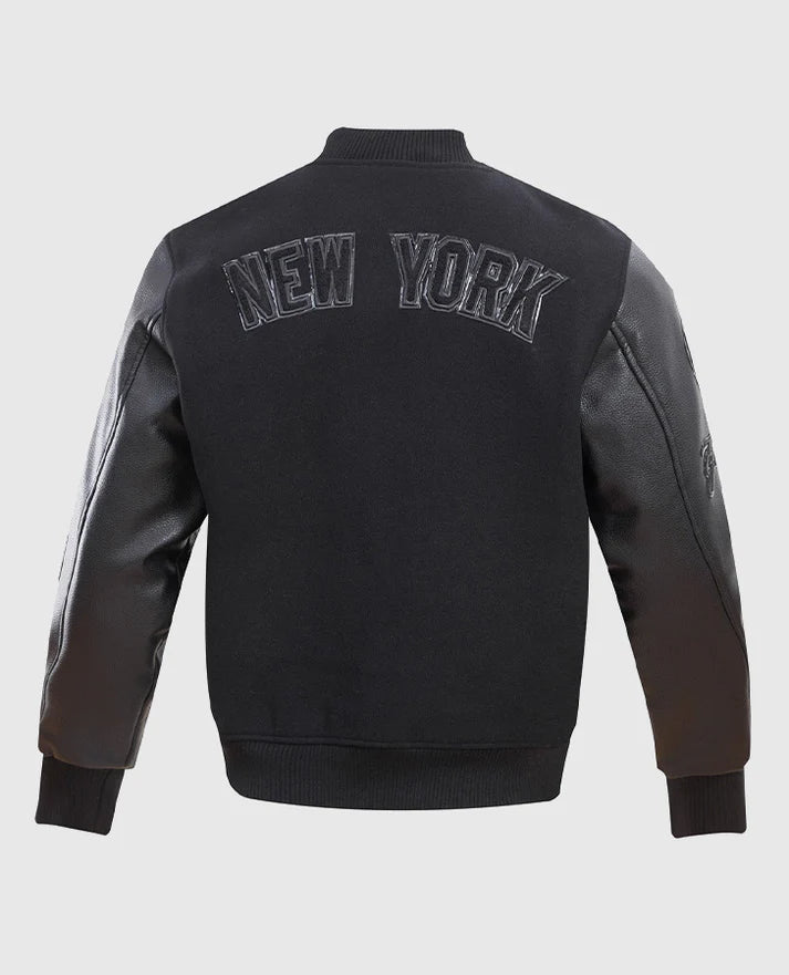 MLB New York Yankees Men's Black Letterman Jacket