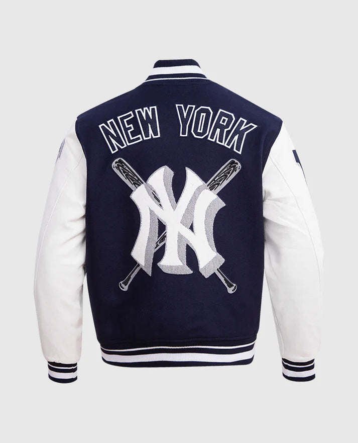 MLB New York Yankees Men's Blue Letterman Jacket