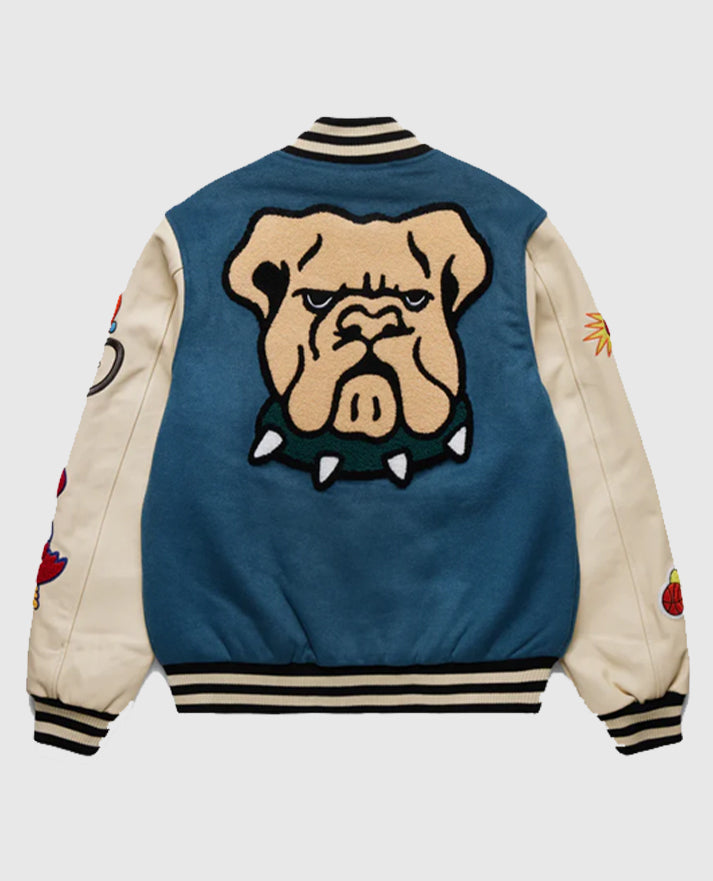 Market Varsity Overload Blue and White Letterman Jacket
