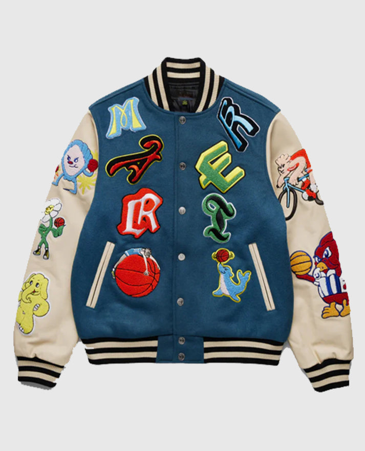 Market Varsity Overload Blue and White Varsity Jacket