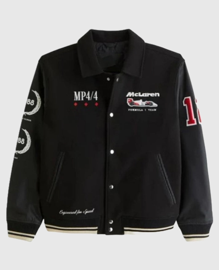 McLaren Black Varsity Bomber Jacket