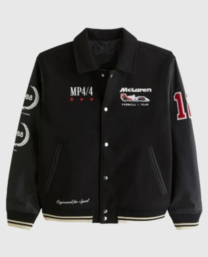 McLaren Black Varsity Bomber Jacket