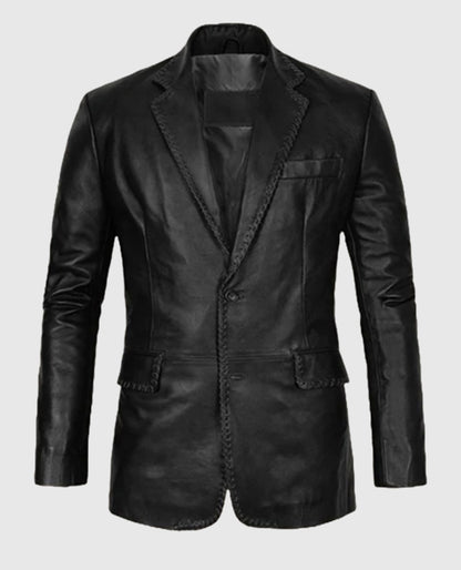 Medieval Black Leather Blazer For Men