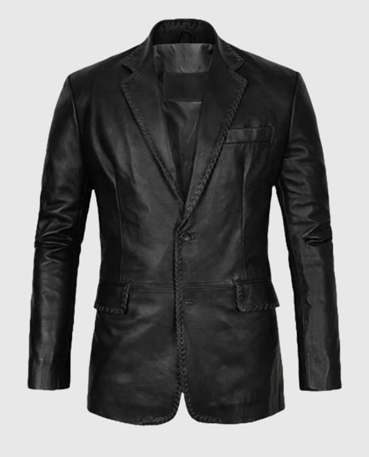 Medieval Black Leather Blazer For Men