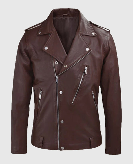Men's Beast Biker Leather Burgundy Jacket