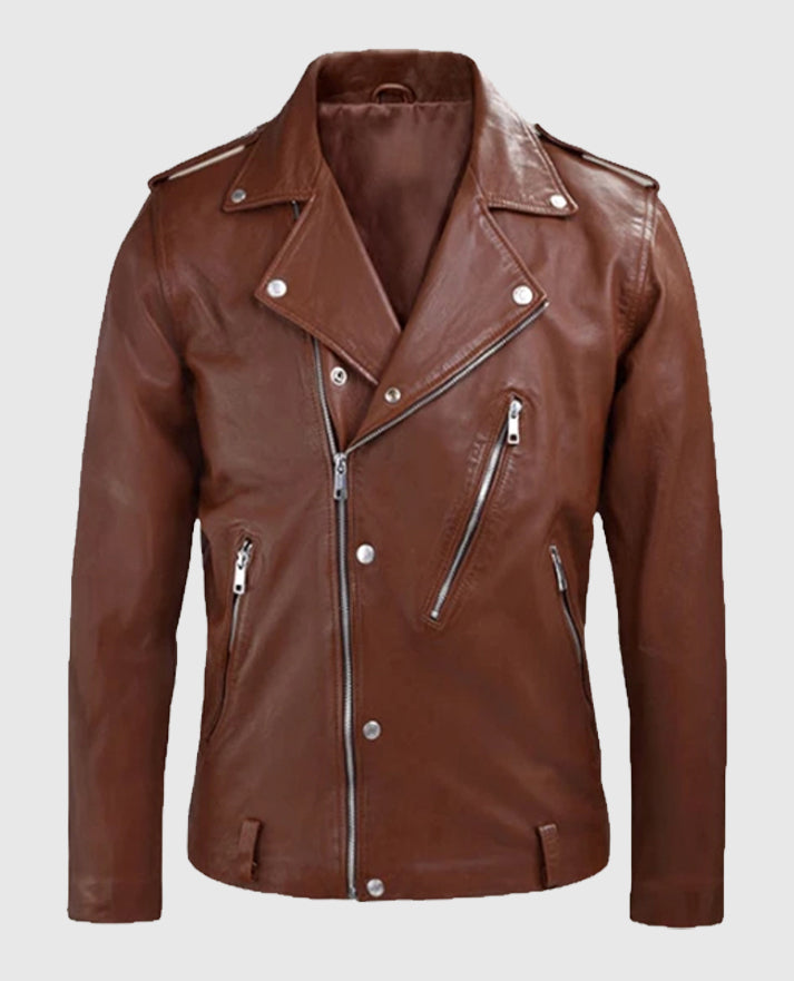 Men's Biker Beast Tan Leather Jacket