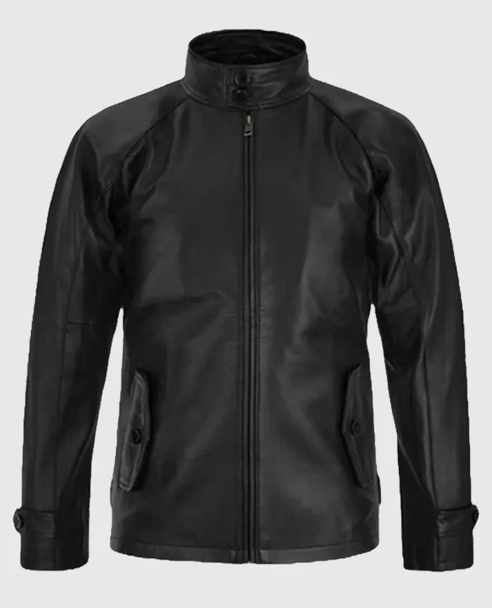 Men's Black Cafe Racer Leather Jacket