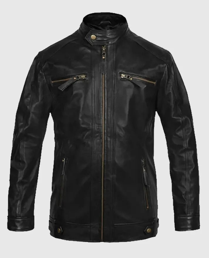 Men's Black Motorcycle Leather Jacket