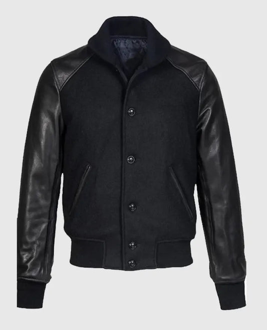 Men's Black Varsity Leather Jacket