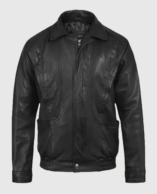 Men's Bomber Vintage Black Leather Jacket