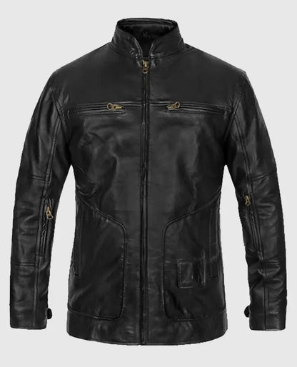 Men's Cafe Racer Black Leather Jacket