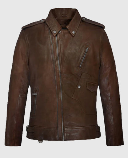 Men's Falcon Spanish Brown Rider Leather Jacket