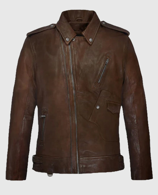 Men's Falcon Spanish Brown Rider Leather Jacket