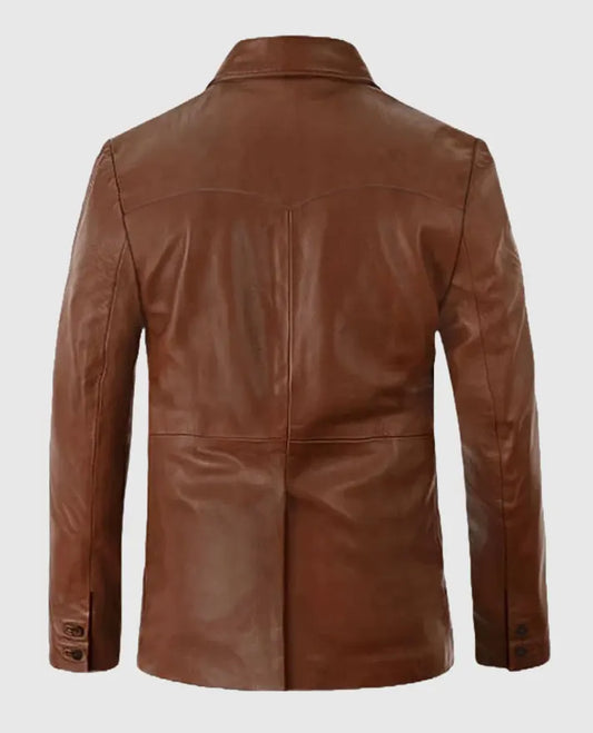 Men's Leather Western Brown Blazer