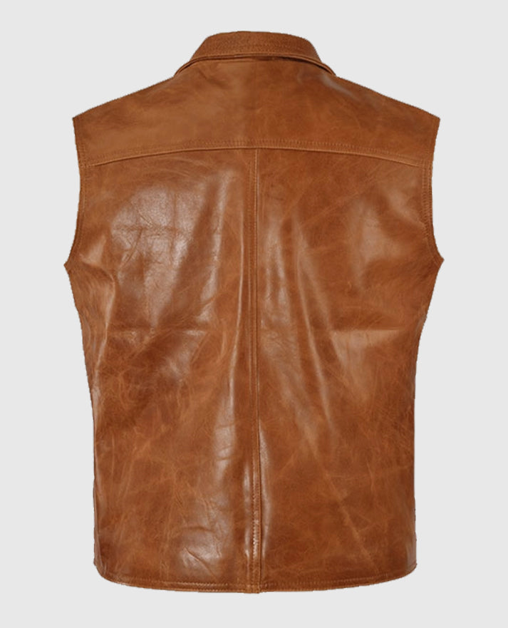 Men's Light Brown Leather Vest