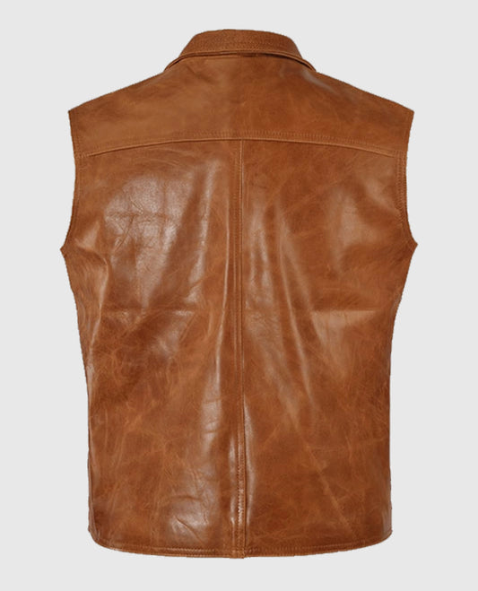 Men's Light Brown Leather Vest
