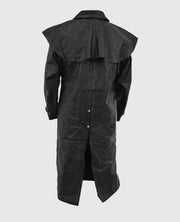 Men's Long Leather Duster with Cape