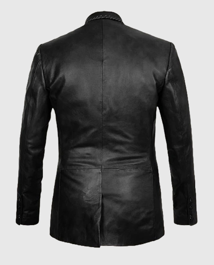 Men's Medieval Black Leather Blazer 