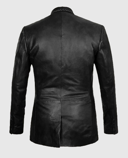 Men's Medieval Black Leather Blazer 