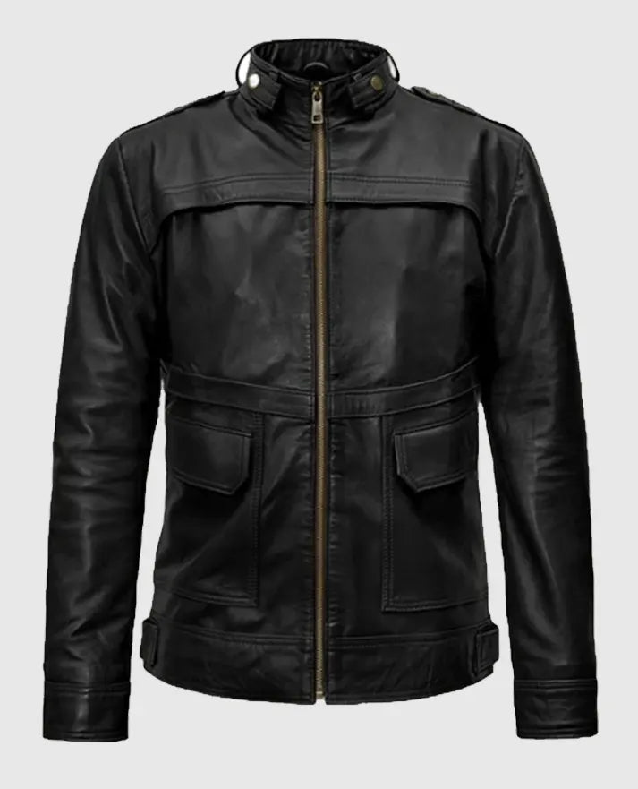 Men's Military Inspired Leather Jacket