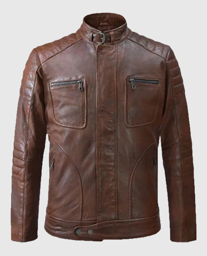 Men's Moto Firefly Leather Spanish Brown Jacket