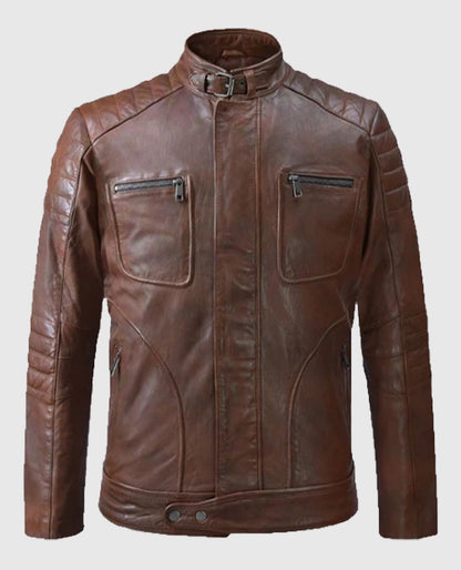 Men's Moto Firefly Leather Spanish Brown Jacket