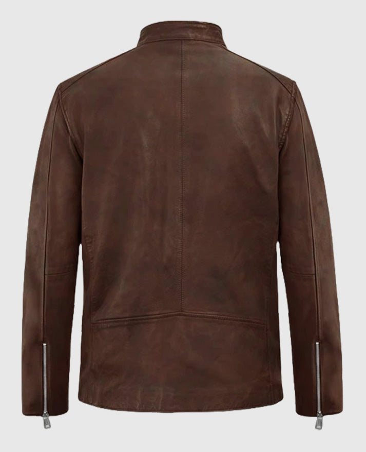 Men's Motorad Biker Spanish Brown Leather Jacket