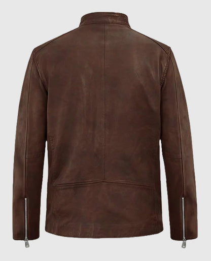 Men's Motorad Biker Spanish Brown Leather Jacket