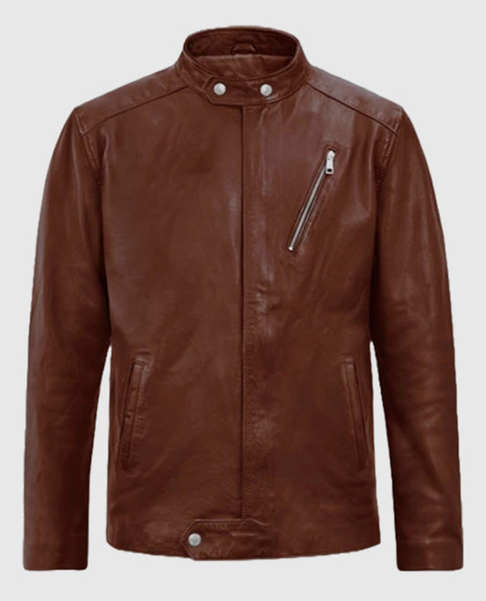 Men's Motorad Tan Biker Leather Jacket
