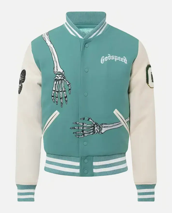 Men's Rod Godspeed Skull Mint Varsity Jacket