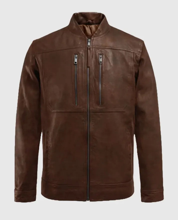 Men's Spanish Brown Thunder Storm Biker Leather Jacket