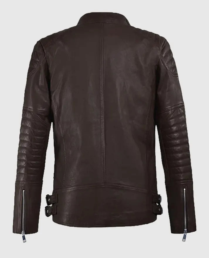 Mens Shotgun Brown Moto Leather Jacket