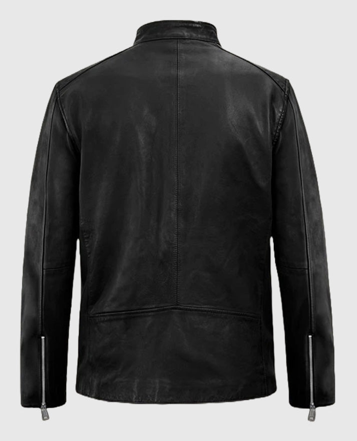 Motorad Biker Black Leather Jacket for Men