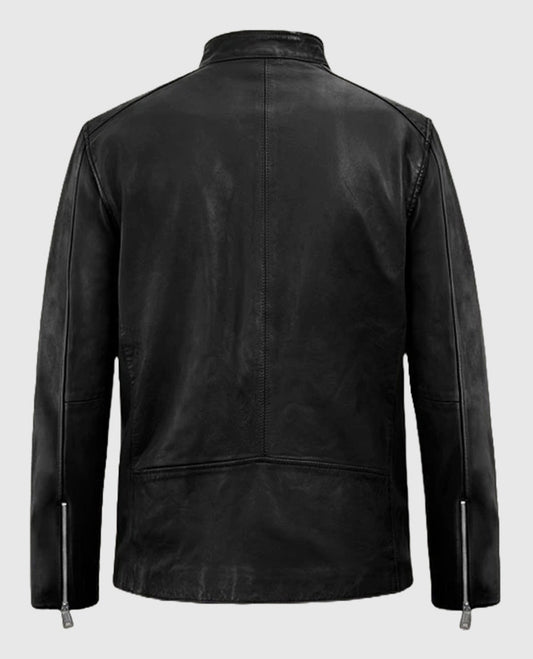 Motorad Biker Black Leather Jacket for Men