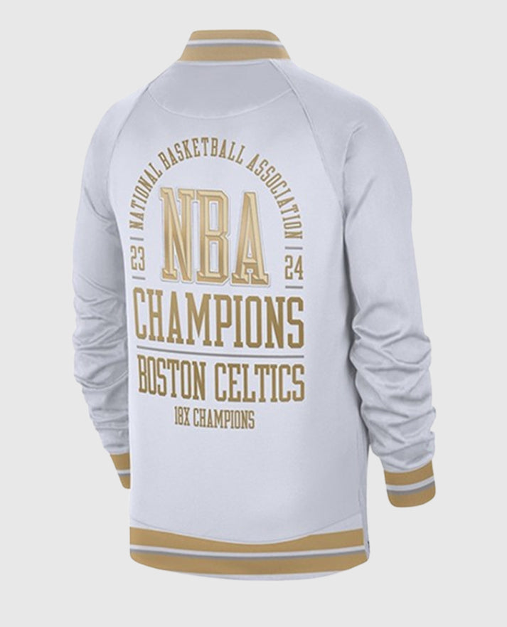 NBA Boston Celtics Trophy Ring Banner White and Gold Jacket