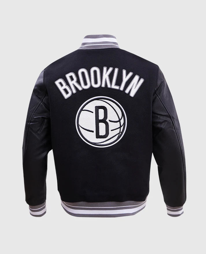 NBA Brooklyn Nets Men's Rib Wool Black Jacket